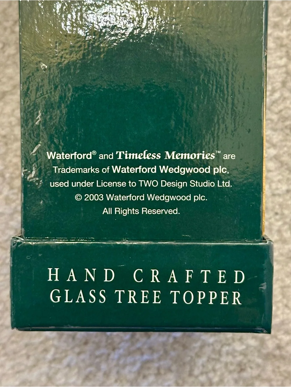 Waterford Blue Glass Christmas Tree Topper Ornament with Original Box